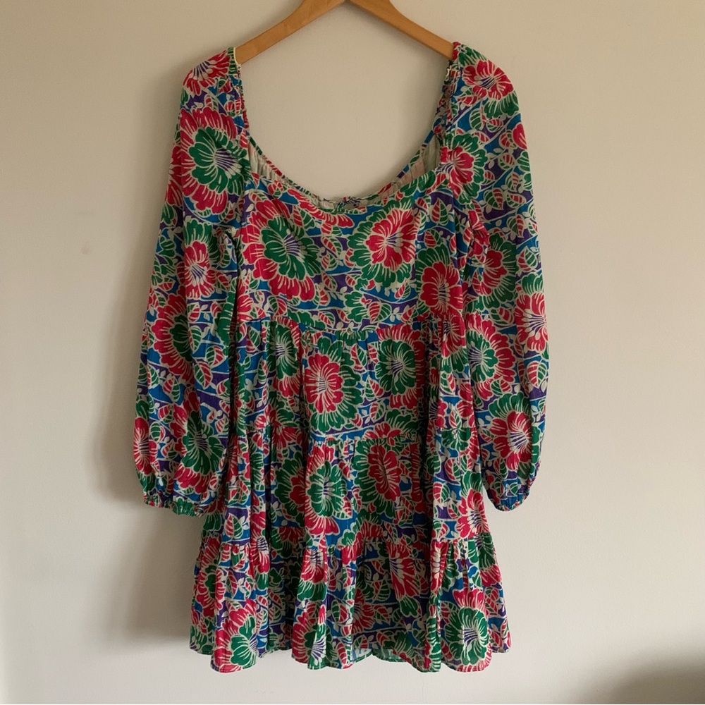 Rixo London Roxy Hibiscus Floral Long Sleeve Cotton Mini Dress, Medium - Picture 9 of 16